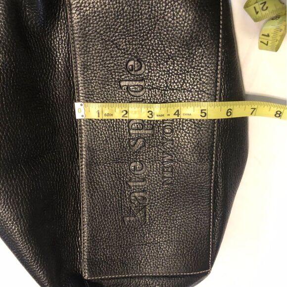 Kate Spade Drawstring Hobo Bag Black Pebbled Leather White Stitching - Picture 8 of 11